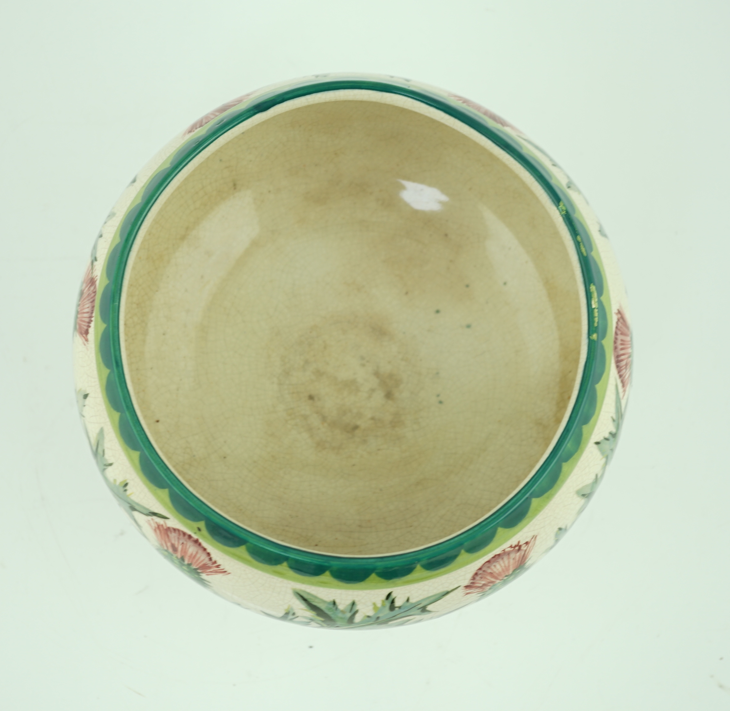 An unusual Wemyss ‘thistle’ pattern pedestal bowl, early 20th century, probably painted by James Sharp